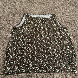 LOFT Floral Tank Top - Black and Cream